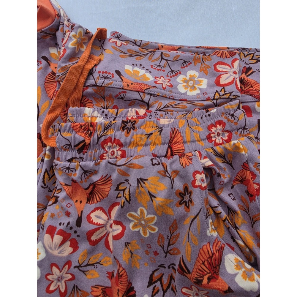 Boho Floral Bird Pajama Set Women M Duluth Trading Long Sleeve Lounge Pants PJs - Picture 5 of 8